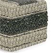 Pemberly Row Contemporary Square Pouf in Green and Natural Handloom Woven