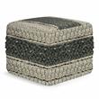 Pemberly Row Contemporary Square Pouf in Green and Natural Handloom Woven