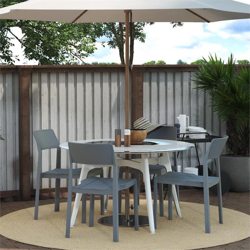 Pemberly Row Chandler Dining Chairs Indoor/Outdoor 4-Pack in Charcoal