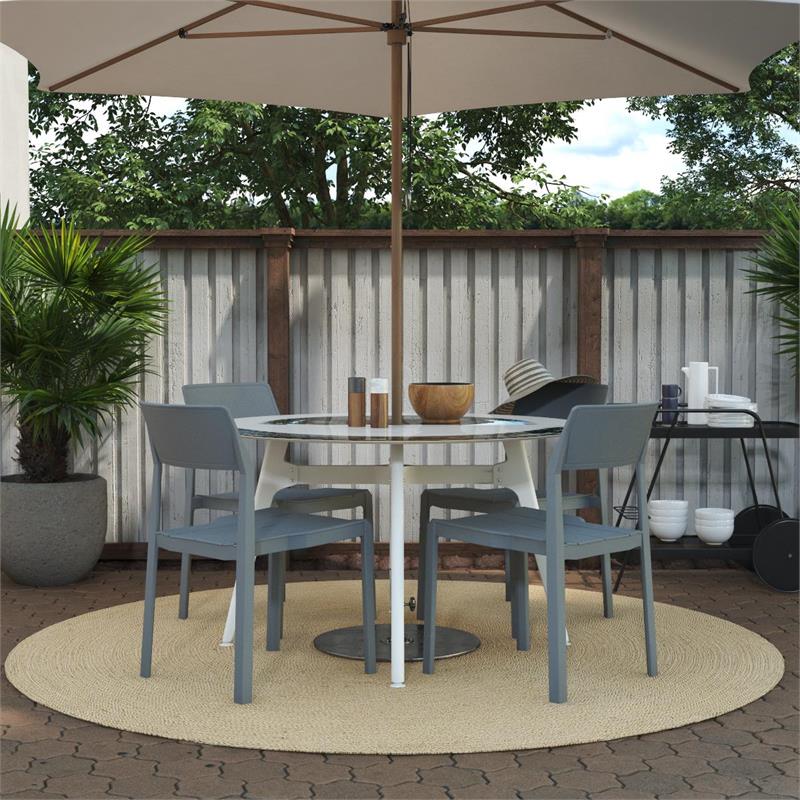 Pemberly Row Chandler Dining Chairs Indoor/Outdoor 4-Pack in Charcoal