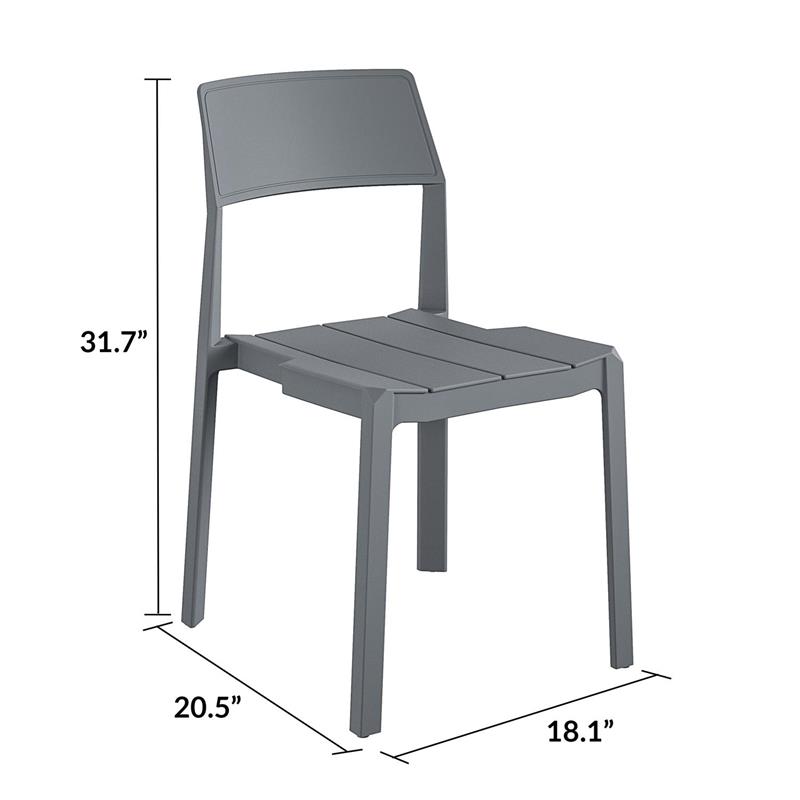 Pemberly Row Chandler Dining Chairs Indoor/Outdoor 4-Pack in Charcoal