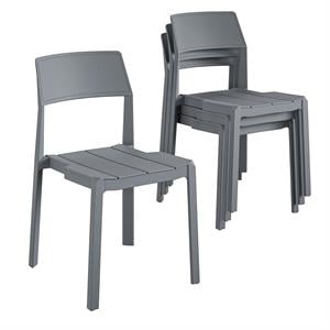 Pemberly Row Chandler Dining Chairs Indoor/Outdoor 4-Pack in Charcoal