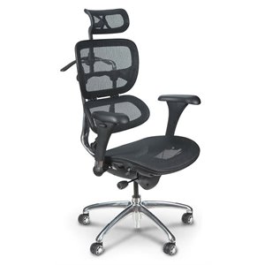 Pemberly Row 48-51&quot Plastic & Metal Butterfly Executive Chair in Black