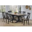 Pemberly Row Contemporary 7-Pc Panel Wood Dining Set in Gray/Black Stone
