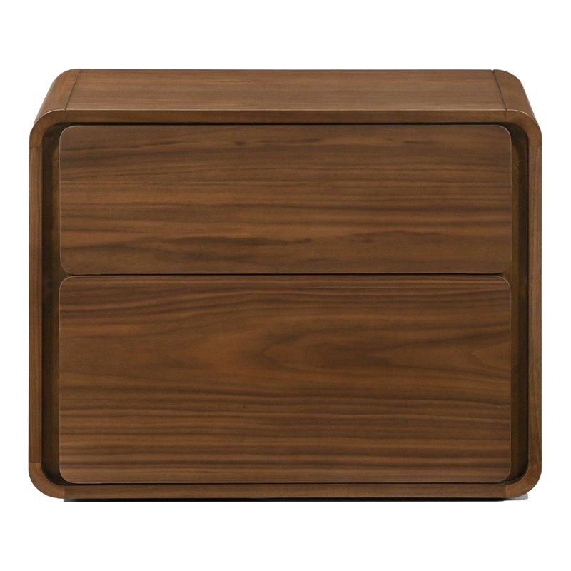Pemberly Row Modern Veneer and Rubberwood Bedroom Nightstand in Walnut
