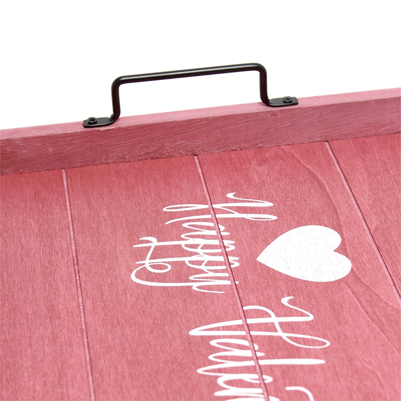 Pemberly Row Wood Serving Tray with Handles 15.50in x 12in-Happy Valentine's Day