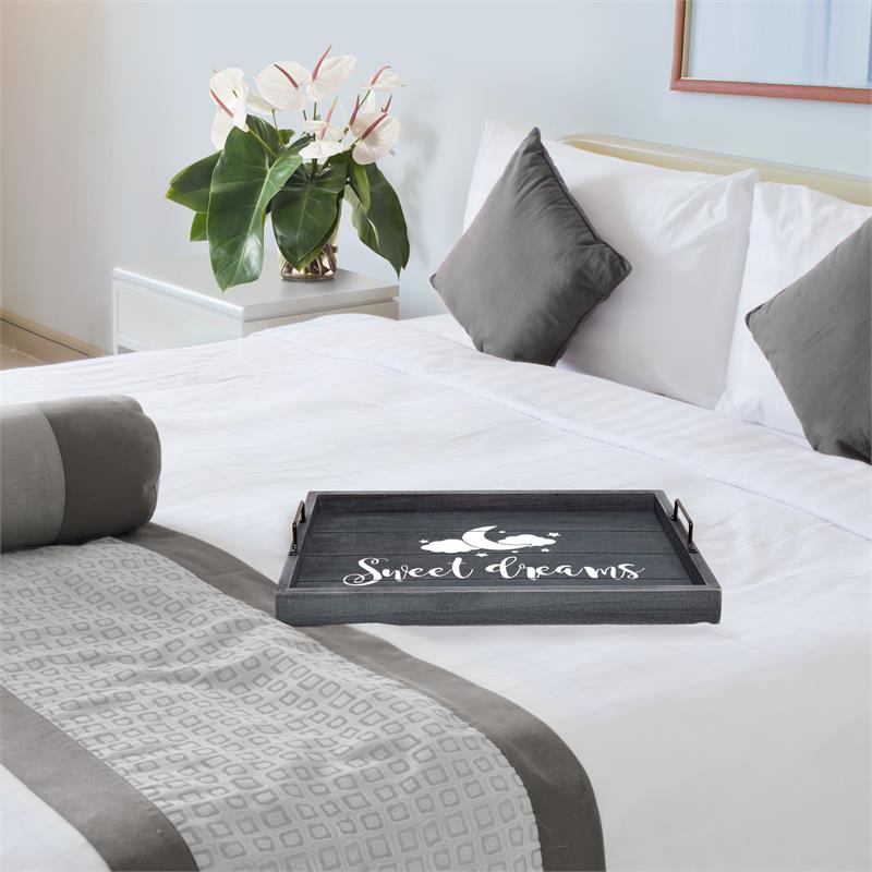 Pemberly Row Wood Serving Tray with Handles 15.50in x 12in-Sweet Dreams