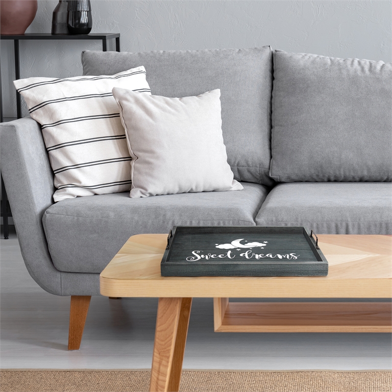 Pemberly Row Wood Serving Tray with Handles 15.50in x 12in-Sweet Dreams