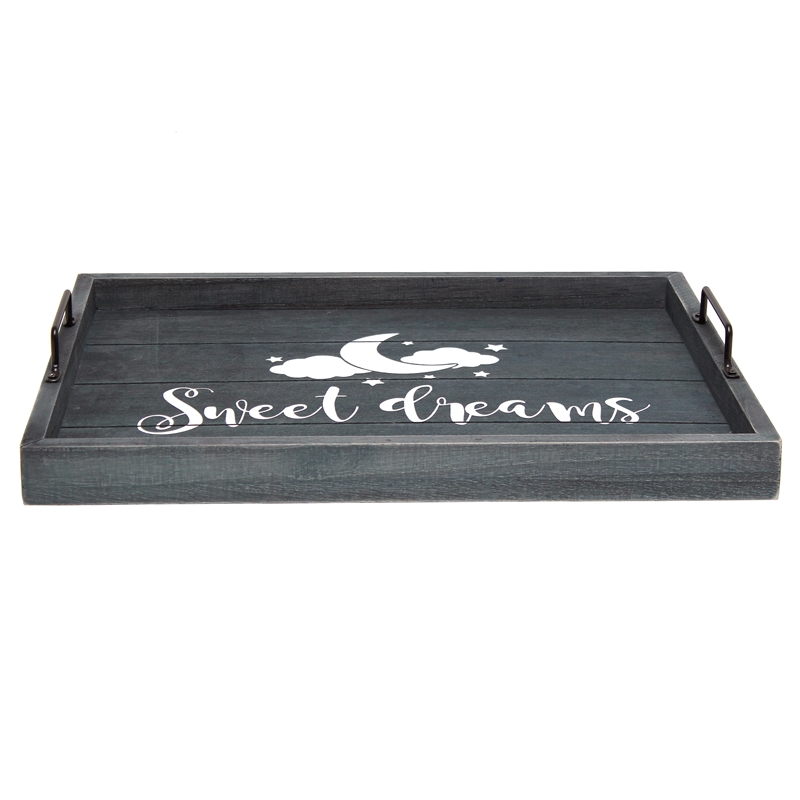 Pemberly Row Wood Serving Tray with Handles 15.50in x 12in-Sweet Dreams