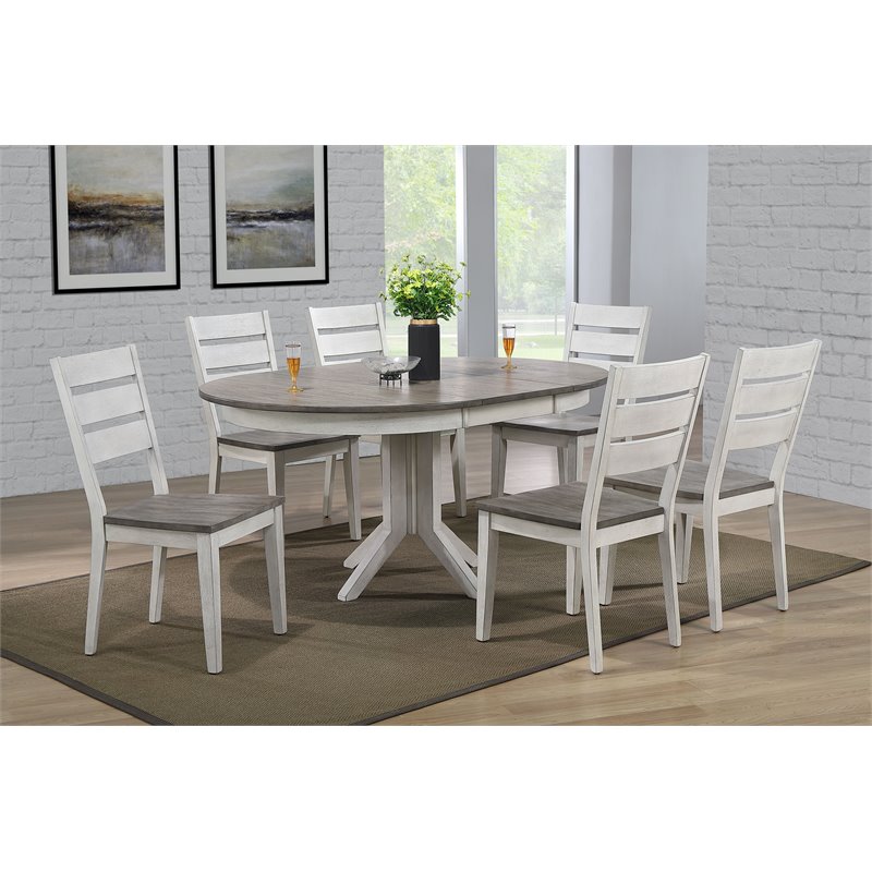 Pemberly Row Contemporary 7-Piece Ladder Back Solid Wood Dining Set