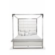 Pemberly Row Contemporary Engineered Wood Cal. King Canopy Bed in Off White