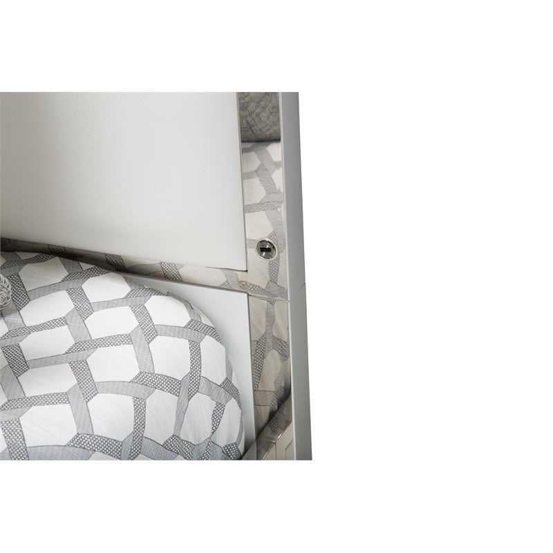 Pemberly Row Contemporary Engineered Wood Cal. King Canopy Bed in Off White