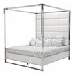 Pemberly Row Contemporary Engineered Wood Cal. King Canopy Bed in Off White