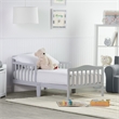 Pemberly Row Contemporary New Zealand Pine Solid Wood Toddler Bed in Gray