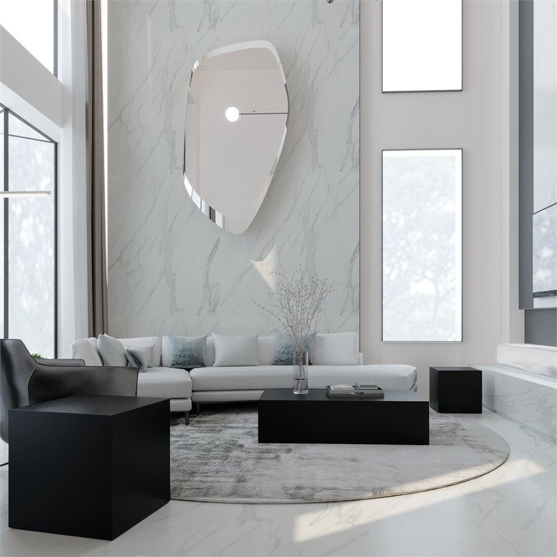 Pemberly Row Contemporary Rectangular Modern Metal Coffee Table in Black