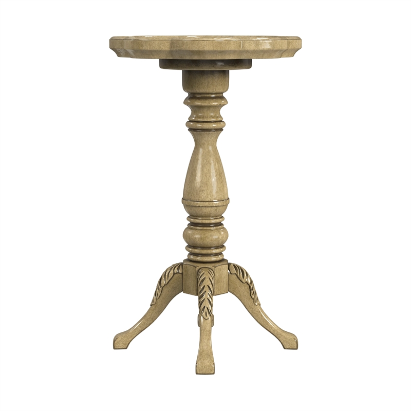 Pemberly Row Contemporary Antique Beige Scalloped Edge Accent Table