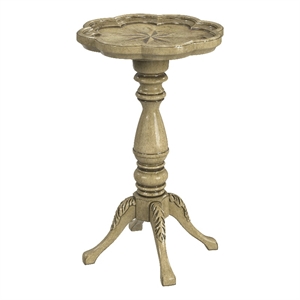 Pemberly Row Contemporary Antique Beige Scalloped Edge Accent Table