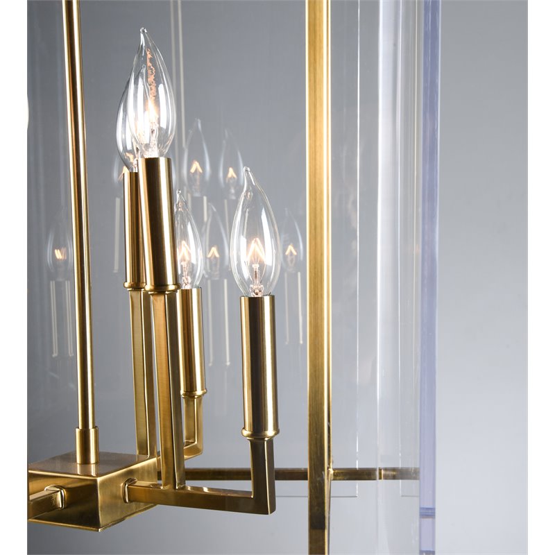Pemberly Row 8-Light Iron Metal and Acrylic Geometric Chandelier in Gold