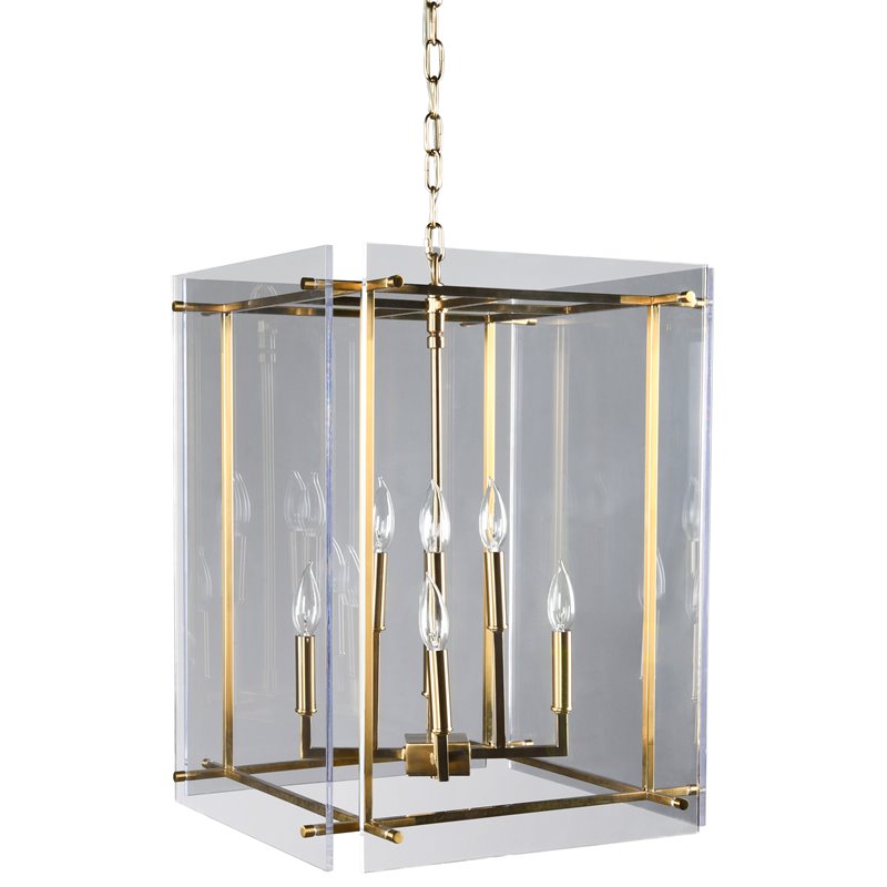 Pemberly Row 8-Light Iron Metal and Acrylic Geometric Chandelier in Gold