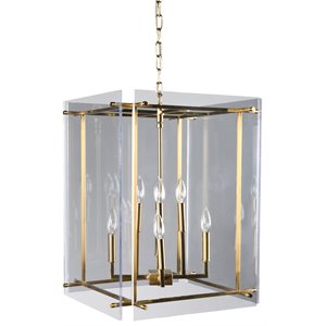 Pemberly Row 8-Light Iron Metal and Acrylic Geometric Chandelier in Gold