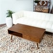 Pemberly Row Mid-Century Rectangular Solid Wood Coffee Table in Walnut