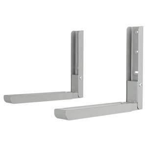Pemberly Row Steel Universal Wall-Mounted Microwave Brackets - Silver (Set of 2)