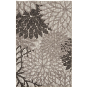 Pemberly Row 36&quot x 60&quot Polypropylene Fabric Rug in Silver Gray Finish