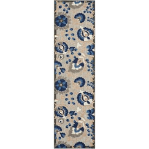 Pemberly Row 2'3&quot x 12' Natural/Blue Outdoor Indoor/Outdoor Rug