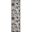 Pemberly Row 2' x 6' Natural/Blue Outdoor Indoor/Outdoor Rug