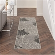 Pemberly Row Contemporary 2' x 6' Silver Grey Outdoor Indoor/Outdoor Rug
