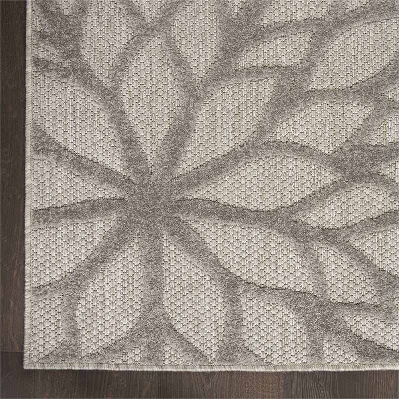 Pemberly Row Contemporary 2' x 6' Silver Grey Outdoor Indoor/Outdoor Rug