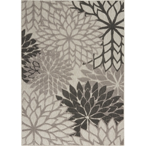 Pemberly Row Contemporary 6' x 9' Silver Grey Outdoor Indoor/Outdoor Rug