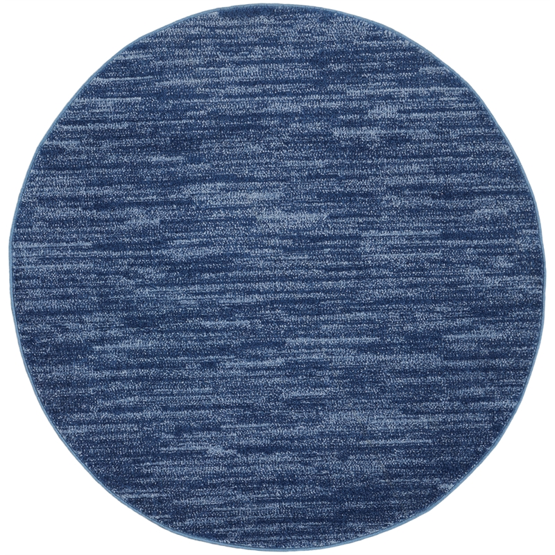 Pemberly Row 4' x Round Navy Blue Fabric Outdoor Area Rug (4' Round)