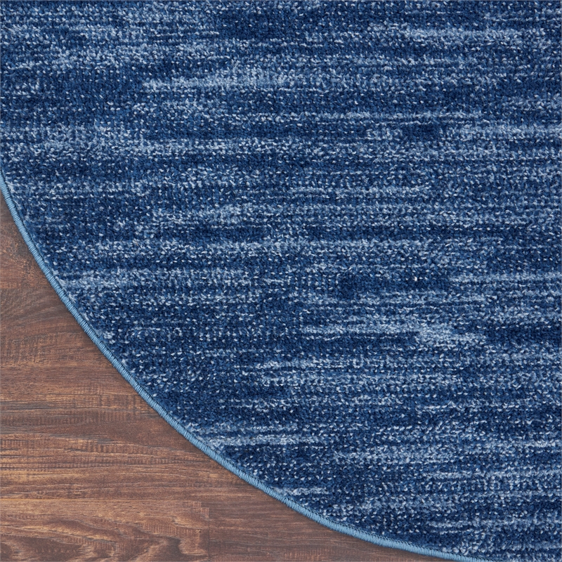 Pemberly Row 4' x Round Navy Blue Fabric Outdoor Area Rug (4' Round)