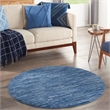 Pemberly Row 4' x Round Navy Blue Fabric Outdoor Area Rug (4' Round)