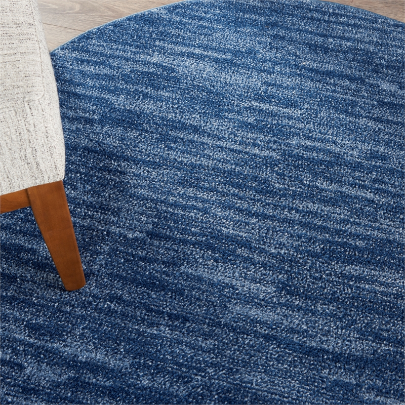Pemberly Row 4' x Round Navy Blue Fabric Outdoor Area Rug (4' Round)