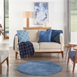 Pemberly Row 4' x Round Navy Blue Fabric Outdoor Area Rug (4' Round)