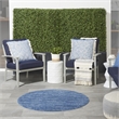 Pemberly Row 4' x Round Navy Blue Fabric Outdoor Area Rug (4' Round)