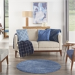 Pemberly Row 4' x Round Navy Blue Fabric Outdoor Area Rug (4' Round)