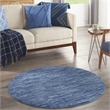 Pemberly Row 4' x Round Navy Blue Fabric Outdoor Area Rug (4' Round)