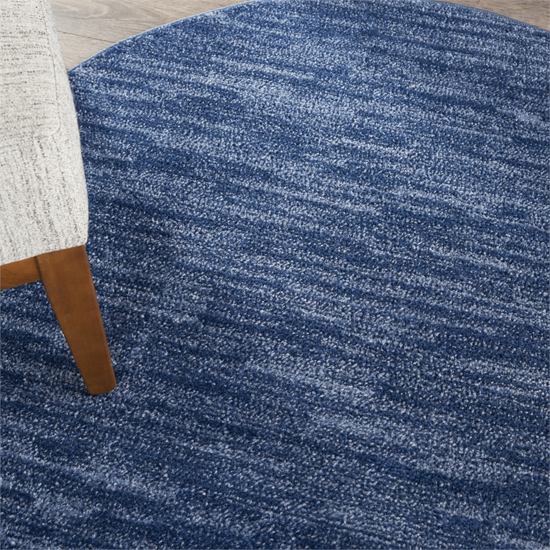 Pemberly Row 4' x Round Navy Blue Fabric Outdoor Area Rug (4' Round)