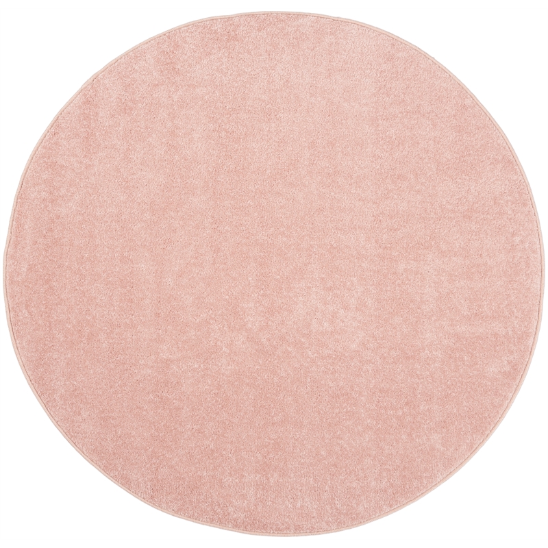 Pemberly Row 4' x Round Pink Fabric Outdoor Area Rug (4' Round)