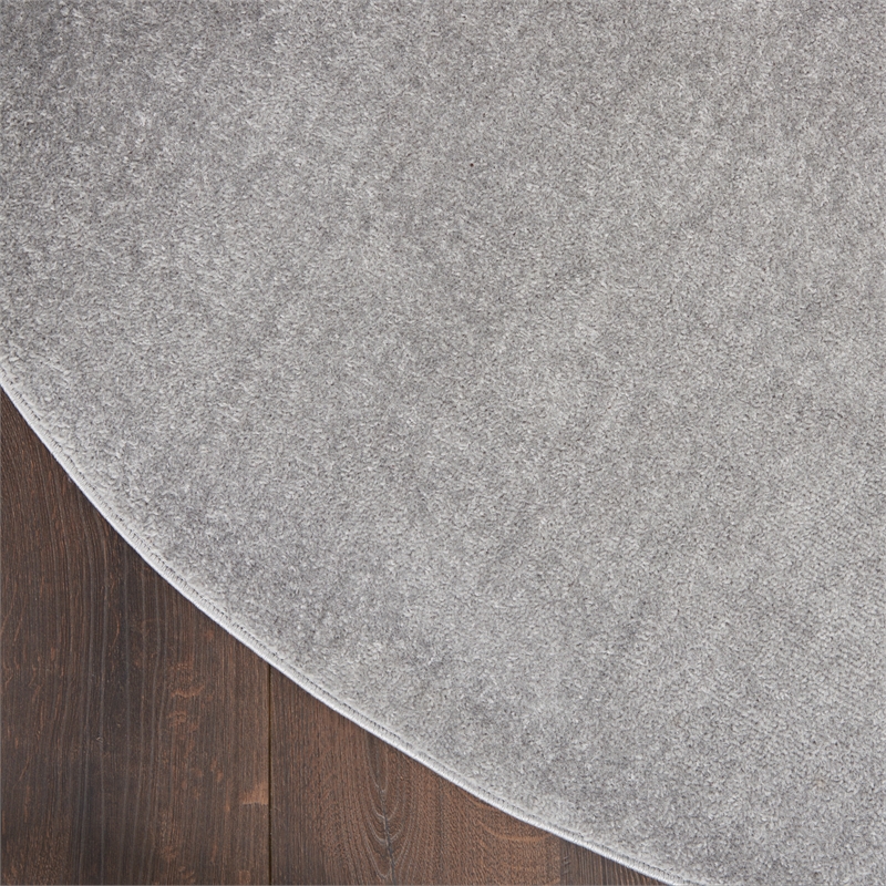 Pemberly Row 4' x Round Silver Gray Fabric Outdoor Area Rug (4' Round)