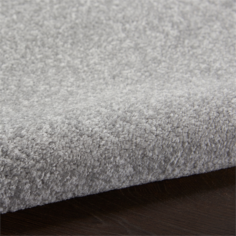 Pemberly Row 4' x Round Silver Gray Fabric Outdoor Area Rug (4' Round)