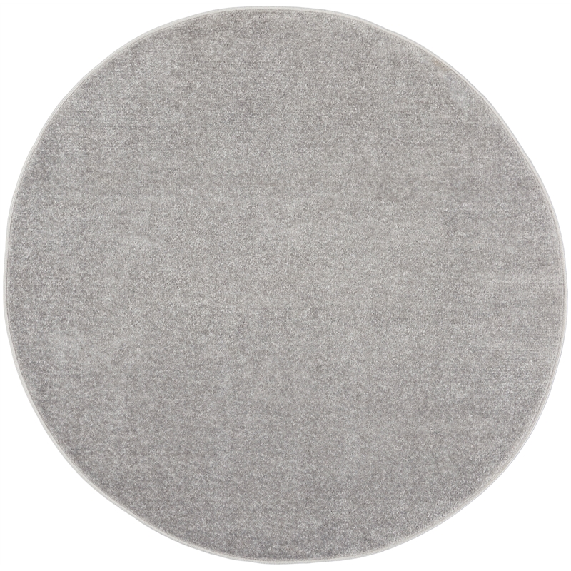 Pemberly Row 4' x Round Silver Gray Fabric Outdoor Area Rug (4' Round)