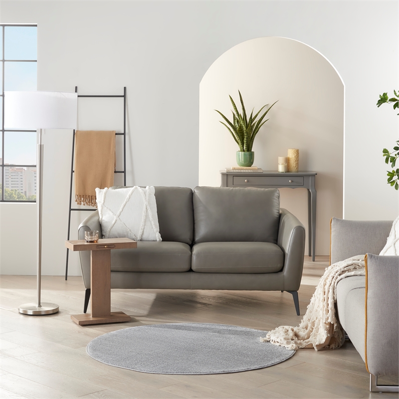 Pemberly Row 4' x Round Silver Gray Fabric Outdoor Area Rug (4' Round)