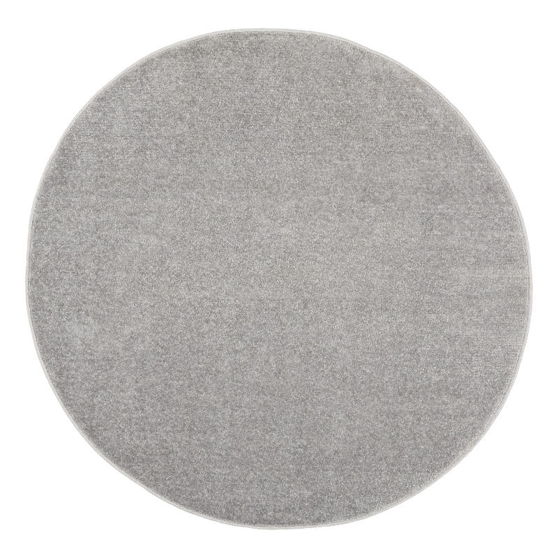 Pemberly Row 4' x Round Silver Gray Fabric Outdoor Area Rug (4' Round)