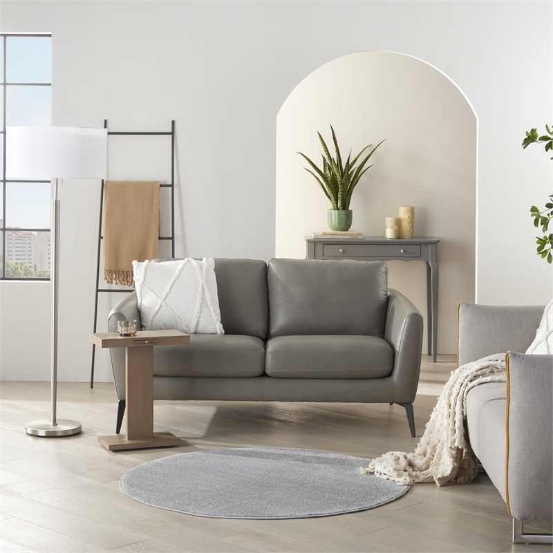 Pemberly Row 4' x Round Silver Gray Fabric Outdoor Area Rug (4' Round)