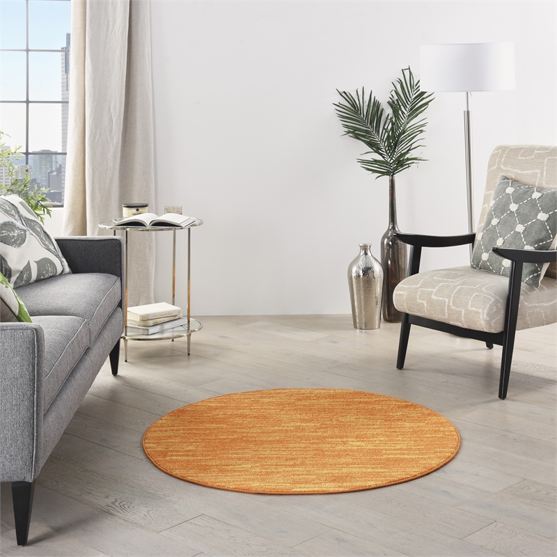 Pemberly Row 4' x Round Sunburst Fabric Outdoor Area Rug (4' Round)