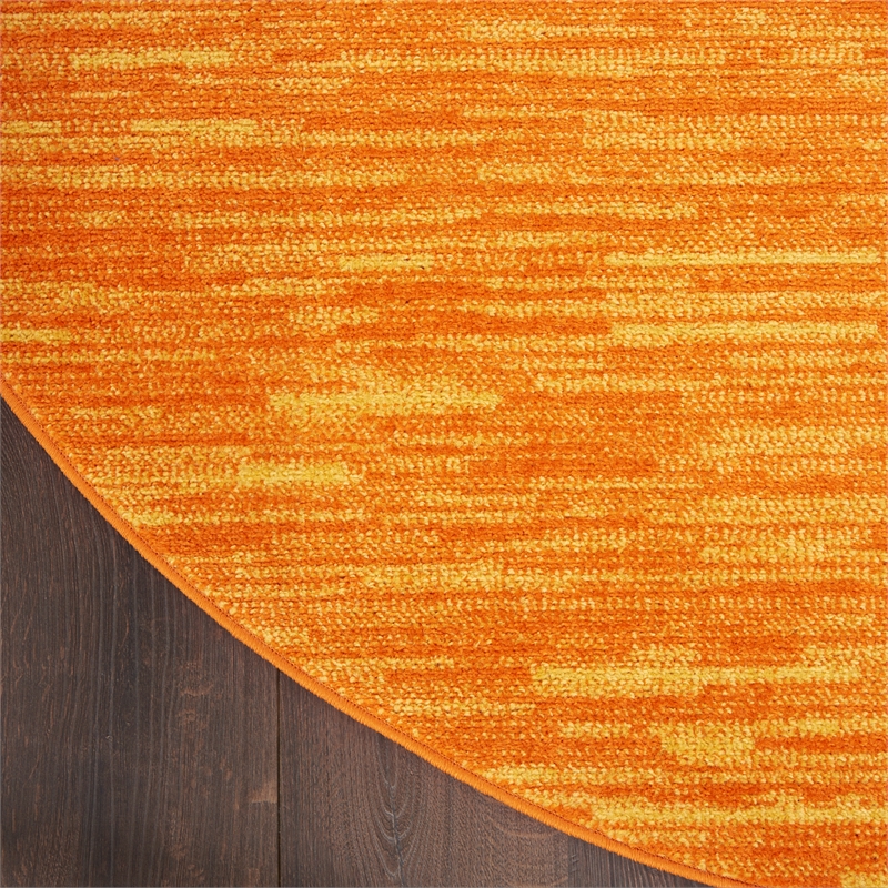 Pemberly Row 4' x Round Sunburst Fabric Outdoor Area Rug (4' Round)
